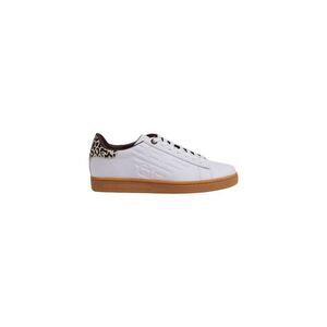 EA7 Emporio Armani Beige Leather Low Top Women's Sneakers